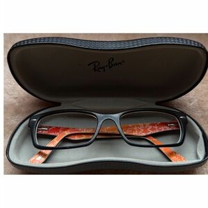 Ray-Ban Black Square Framed with Orange Accents Glasses Frames